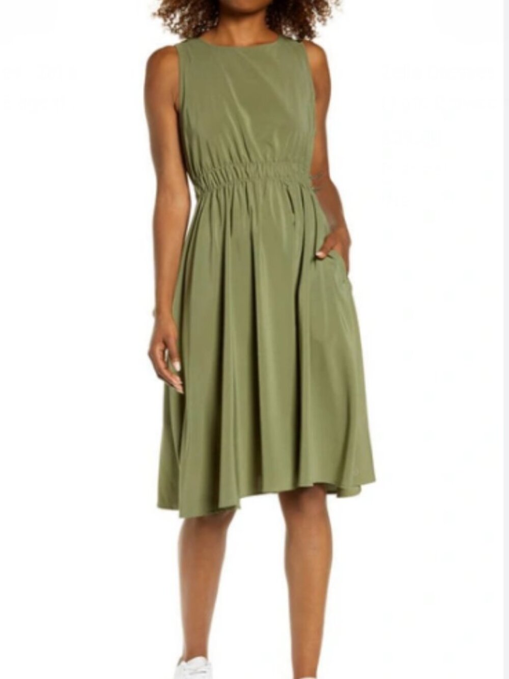 Zella Olive Green Sleeveless Midi Dress